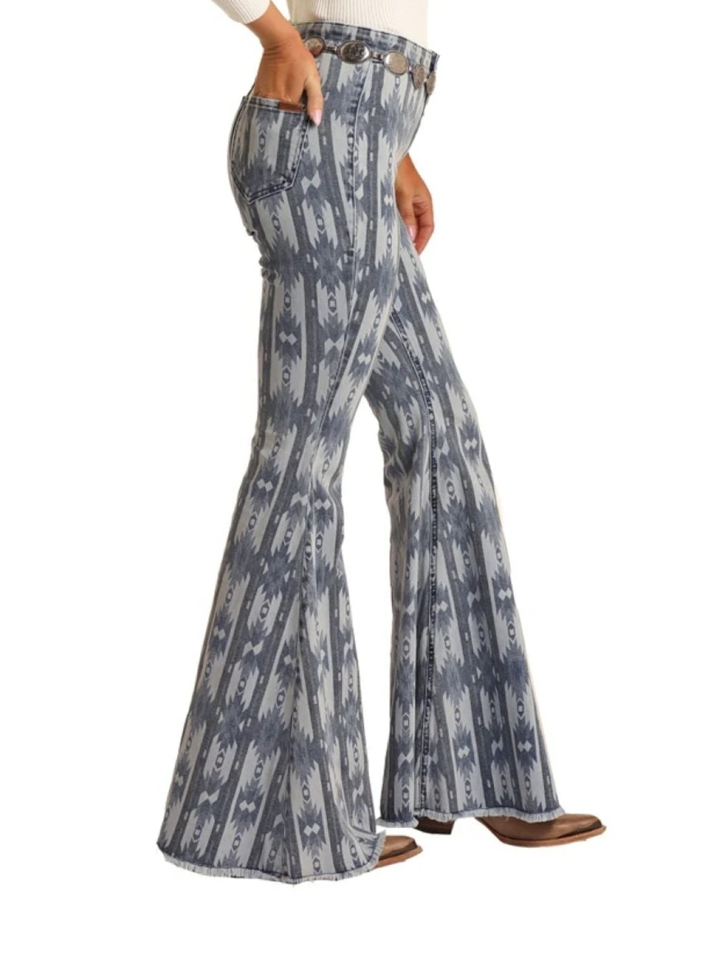 Rock & Roll Denim Bargain Button Bell Bottom Jeans